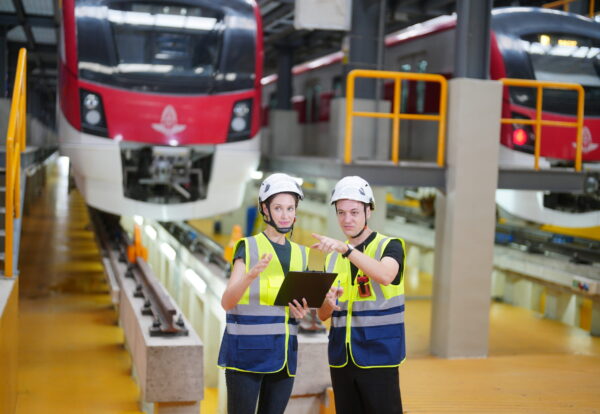 Specialist Railway Engineer checking the Condition of Trains Railway and Steel Rails